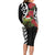 New Zealand Kakapo Christmas Long Sleeve Bodycon Dress Meri Kirihimete Pohutukawa Flowers