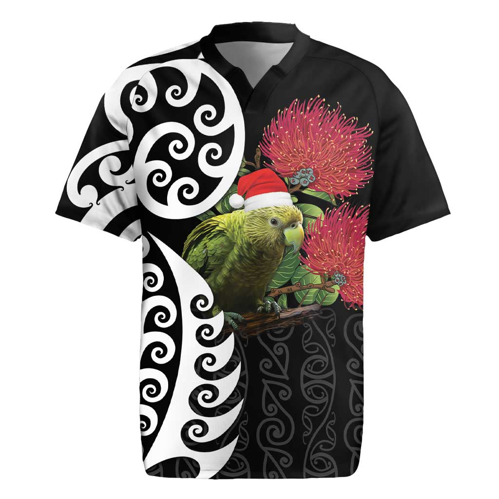 New Zealand Kakapo Christmas Rugby Jersey Meri Kirihimete Pohutukawa Flowers