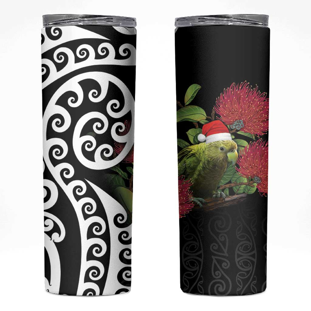 New Zealand Kakapo Christmas Skinny Tumbler Meri Kirihimete Pohutukawa Flowers