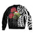 New Zealand Kakapo Christmas Sleeve Zip Bomber Jacket Meri Kirihimete Pohutukawa Flowers