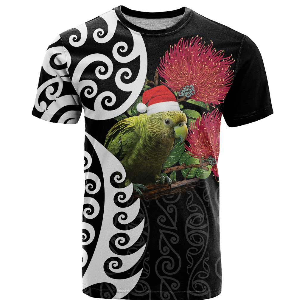 New Zealand Kakapo Christmas T Shirt Meri Kirihimete Pohutukawa Flowers