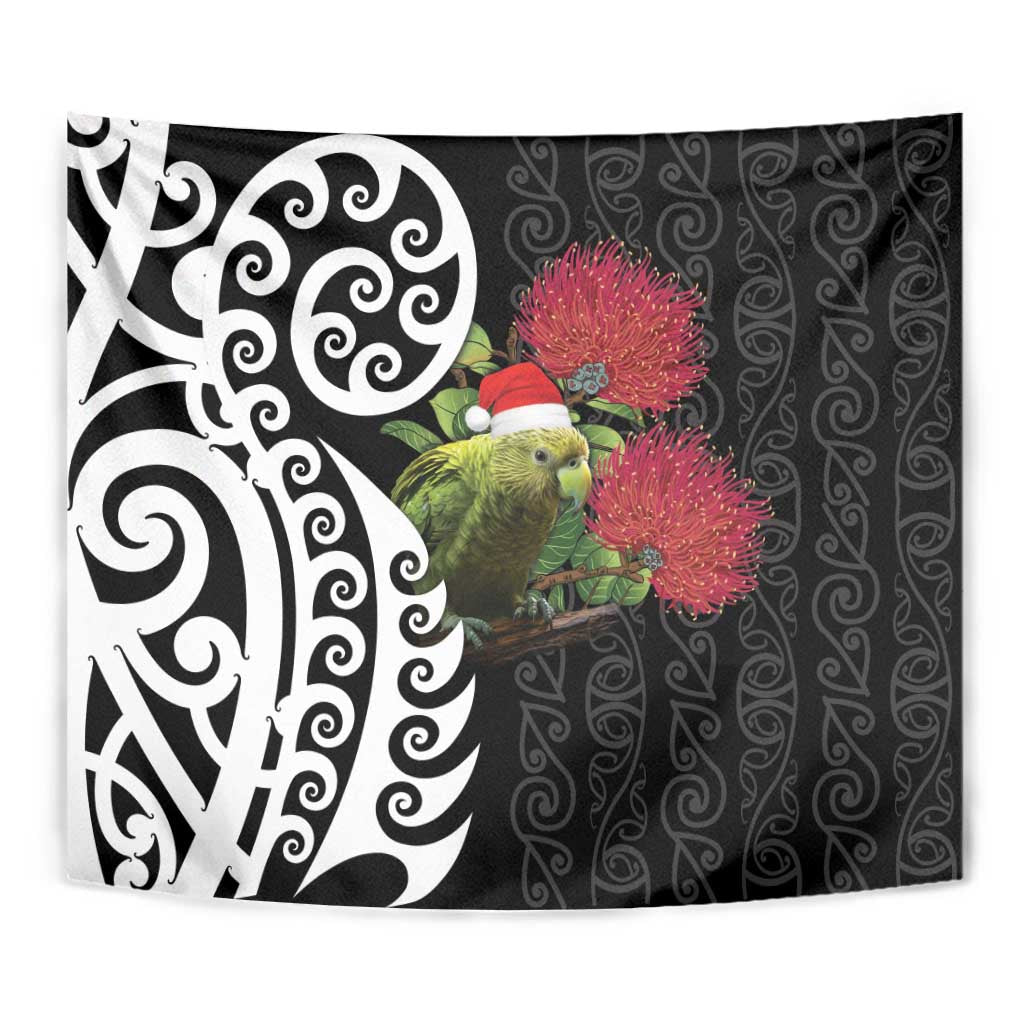 New Zealand Kakapo Christmas Tapestry Meri Kirihimete Pohutukawa Flowers