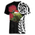 New Zealand Kakapo Christmas Women V-Neck T-Shirt Meri Kirihimete Pohutukawa Flowers