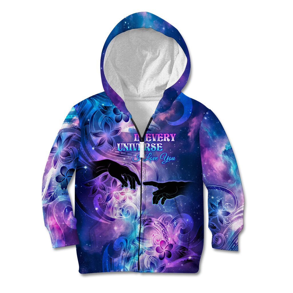 I Love You In Every Universe Personalised Kid Hoodie Polynesian Pattern Galaxy Style LT9 Zip Hoodie Galaxy - Polynesian Pride