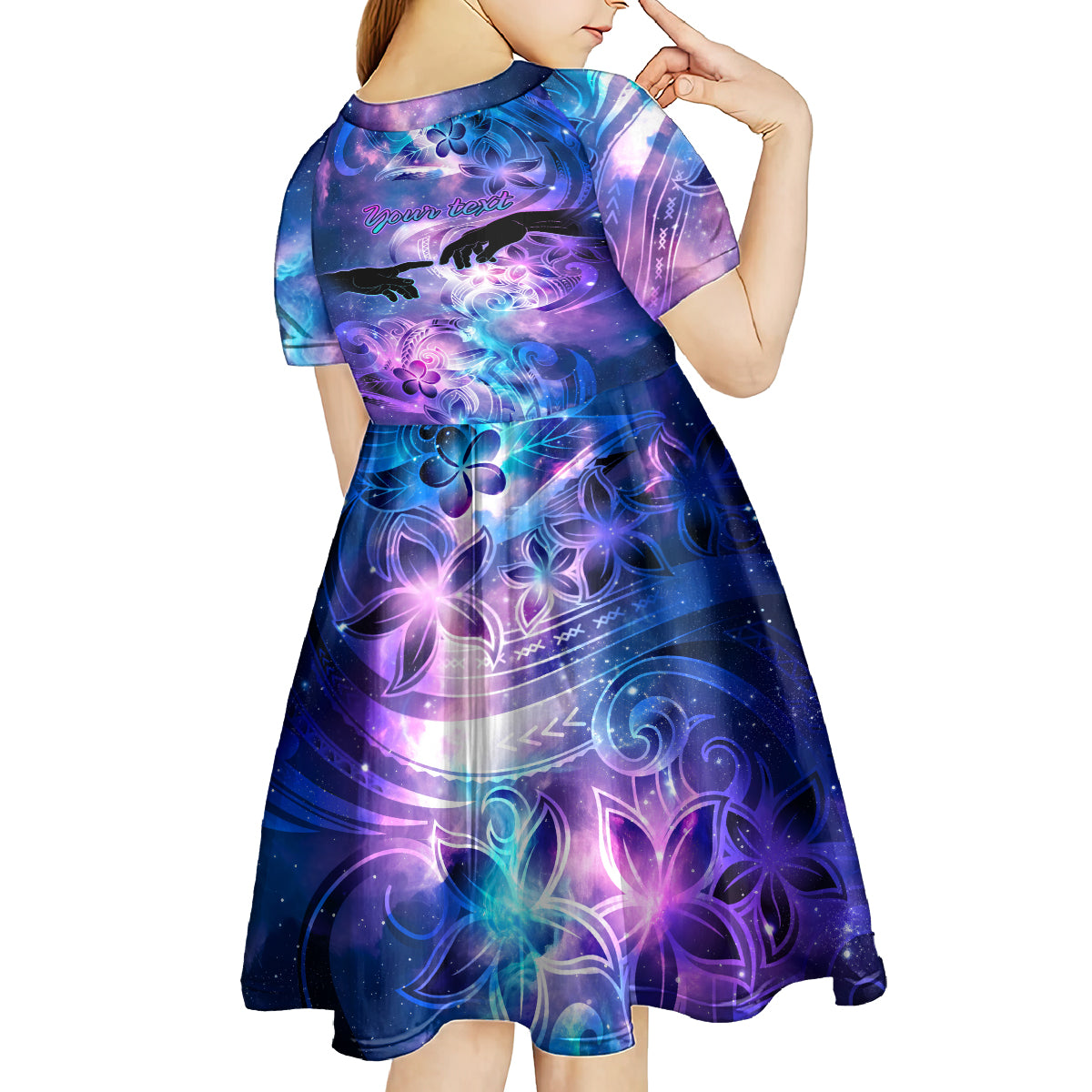 I Love You In Every Universe Personalised Kid Short Sleeve Dress Polynesian Pattern Galaxy Style LT9 - Polynesian Pride