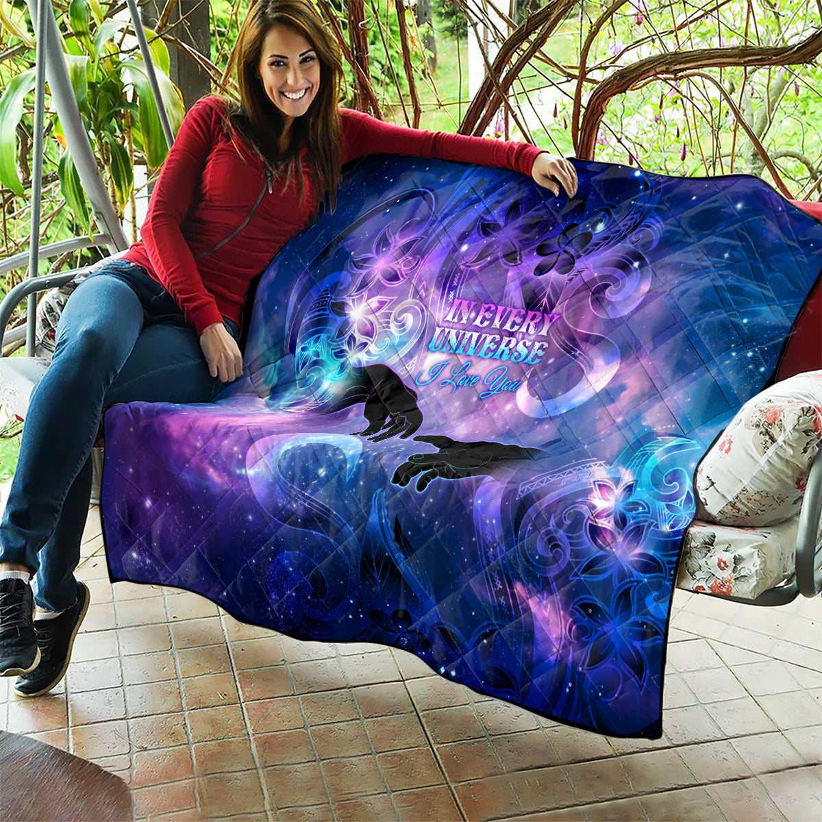 I Love You In Every Universe Personalised Quilt Polynesian Pattern Galaxy Style LT9 - Polynesian Pride