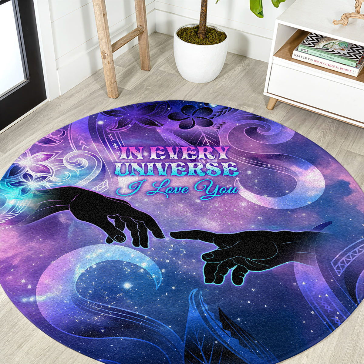 I Love You In Every Universe Personalised Round Carpet Polynesian Pattern Galaxy Style LT9 Galaxy - Polynesian Pride