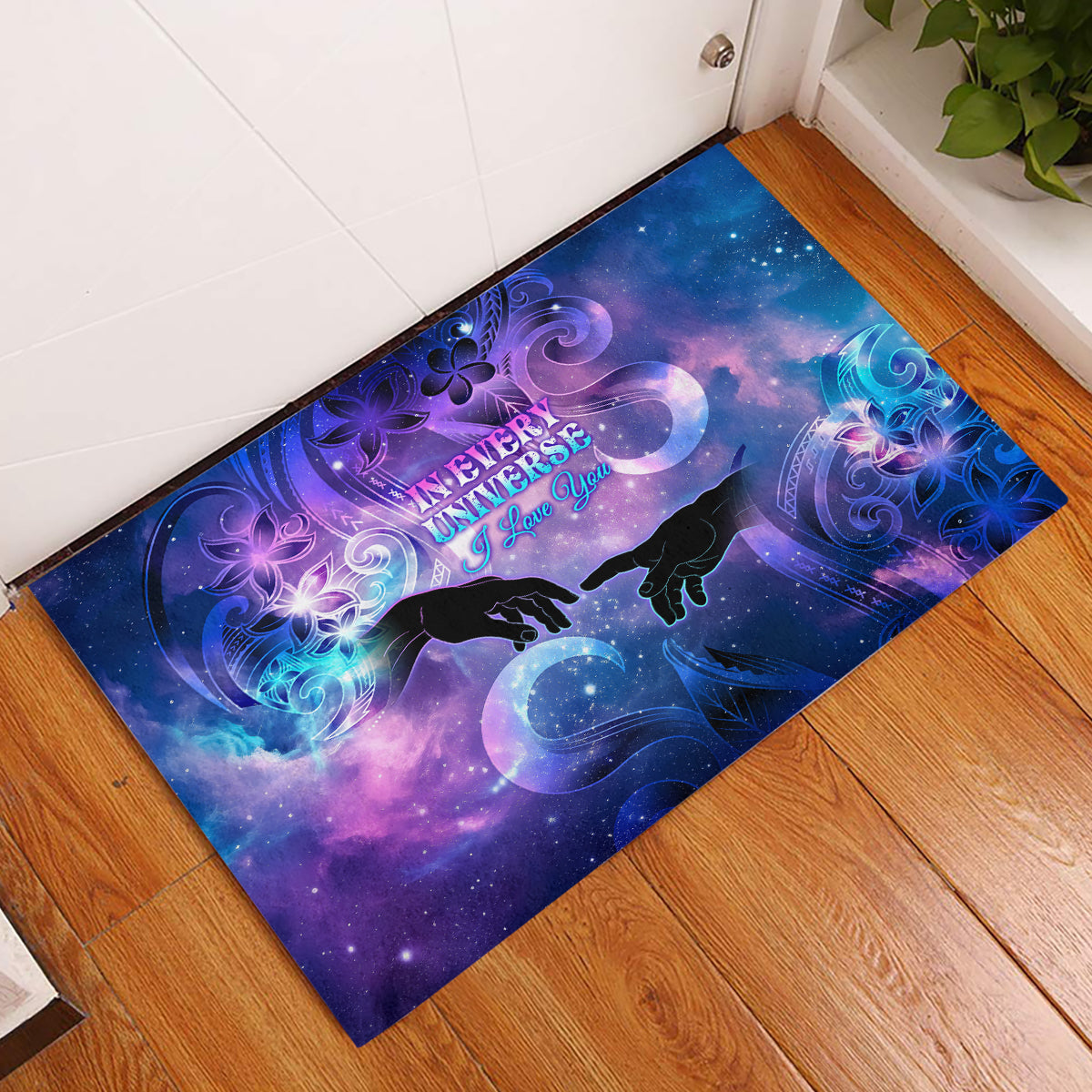 I Love You In Every Universe Personalised Rubber Doormat Polynesian Pattern Galaxy Style LT9 Galaxy - Polynesian Pride