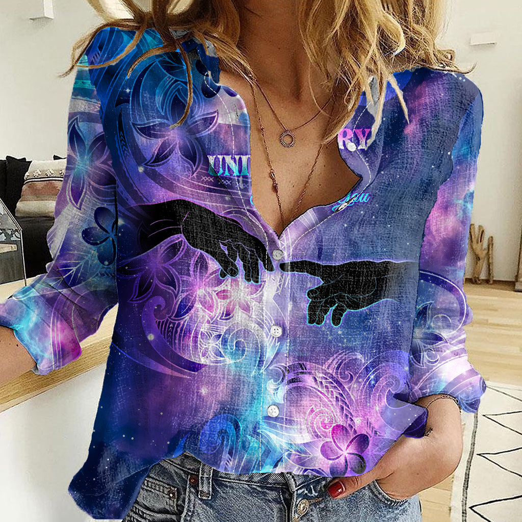 I Love You In Every Universe Personalised Women Casual Shirt Polynesian Pattern Galaxy Style LT9 Female Galaxy - Polynesian Pride