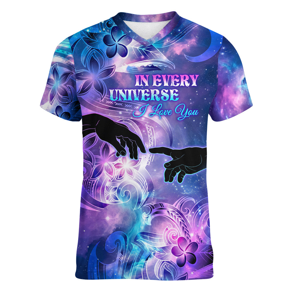 I Love You In Every Universe Personalised Women V Neck T Shirt Polynesian Pattern Galaxy Style LT9 Female Galaxy - Polynesian Pride
