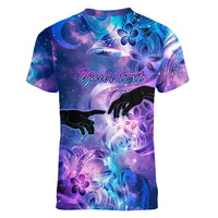 I Love You In Every Universe Personalised Women V Neck T Shirt Polynesian Pattern Galaxy Style LT9 - Polynesian Pride