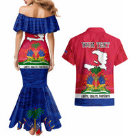 Haiti Independence Day Couples Matching Mermaid Dress and Hawaiian Shirt Libete Egalite Fratenite Ayiti 1804 With Polynesian Pattern LT9 - Polynesian Pride