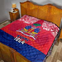 Haiti Independence Day Quilt Libete Egalite Fratenite Ayiti 1804 With Polynesian Pattern LT9 - Polynesian Pride