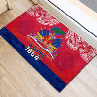 Haiti Independence Day Rubber Doormat Libete Egalite Fratenite Ayiti 1804 With Polynesian Pattern LT9 - Polynesian Pride