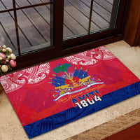 Haiti Independence Day Rubber Doormat Libete Egalite Fratenite Ayiti 1804 With Polynesian Pattern LT9 - Polynesian Pride