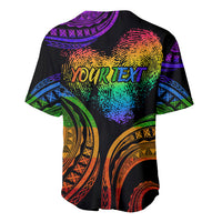 Personalised Its In My DNA Valentine Day Baseball Jersey Fingerprint Heart with Color Pride Flag LT9 - Polynesian Pride
