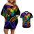 Personalised Its In My DNA Valentine Day Couples Matching Off Shoulder Short Dress and Hawaiian Shirt Fingerprint Heart with Color Pride Flag LT9 - Polynesian Pride