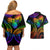 Personalised Its In My DNA Valentine Day Couples Matching Off Shoulder Short Dress and Hawaiian Shirt Fingerprint Heart with Color Pride Flag LT9 - Polynesian Pride