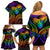 Personalised Its In My DNA Valentine Day Family Matching Off Shoulder Short Dress and Hawaiian Shirt Fingerprint Heart with Color Pride Flag LT9 - Polynesian Pride