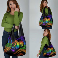 Personalised Its In My DNA Valentine Day Grocery Bag Fingerprint Heart with Color Pride Flag LT9 - Polynesian Pride