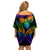 Personalised Its In My DNA Valentine Day Off Shoulder Short Dress Fingerprint Heart with Color Pride Flag LT9 - Polynesian Pride