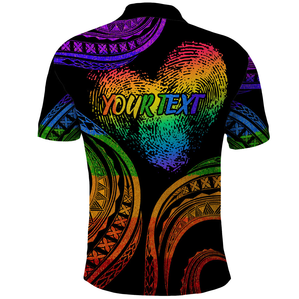 Personalised Its In My DNA Valentine Day Polo Shirt Fingerprint Heart with Color Pride Flag LT9 - Polynesian Pride