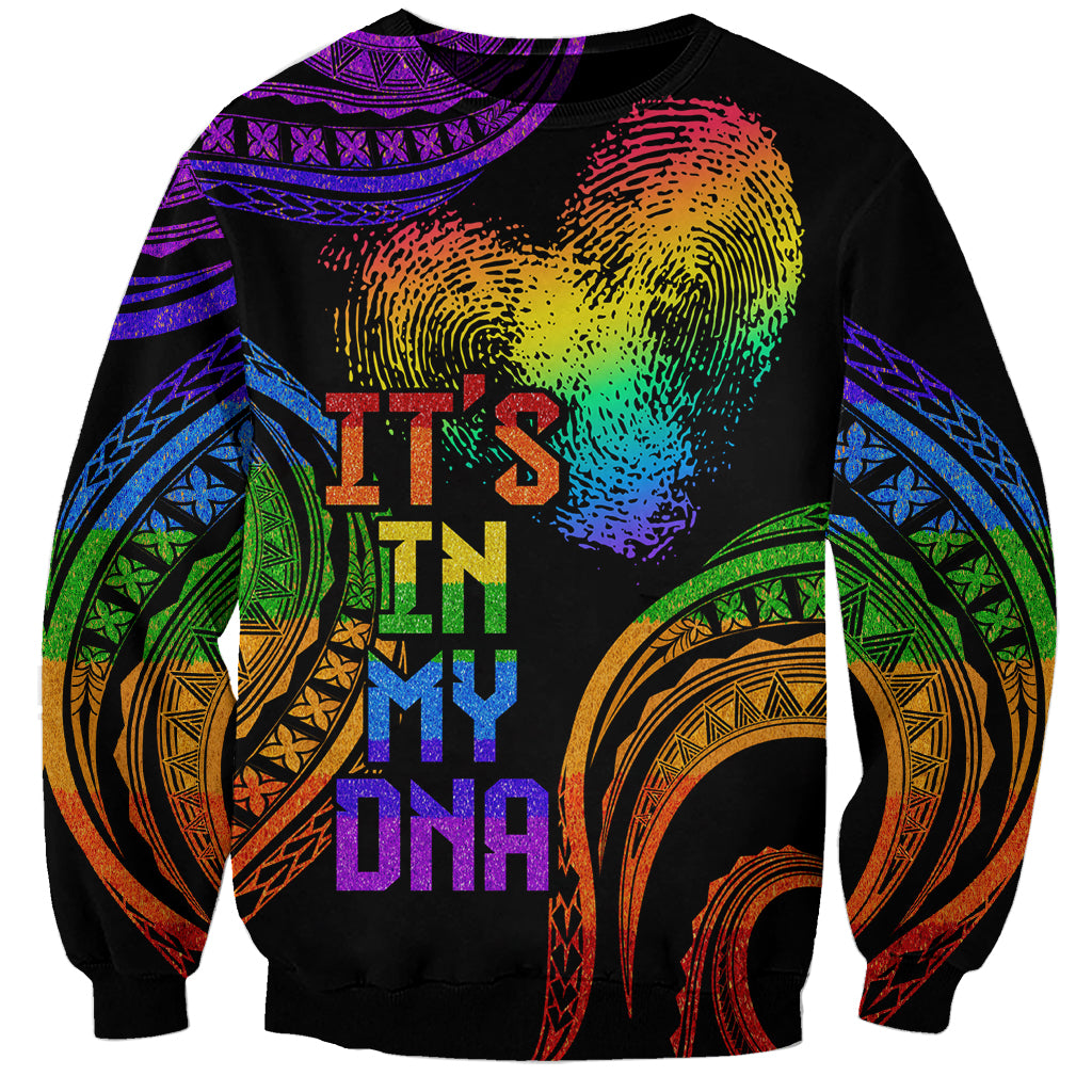 Personalised Its In My DNA Valentine Day Sweatshirt Fingerprint Heart with Color Pride Flag LT9 Unisex - Polynesian Pride