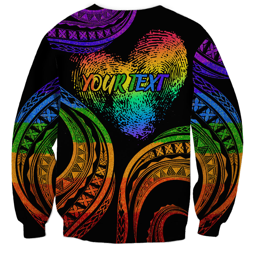 Personalised Its In My DNA Valentine Day Sweatshirt Fingerprint Heart with Color Pride Flag LT9 - Polynesian Pride