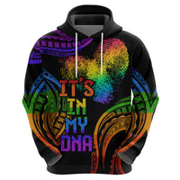 Personalised Its In My DNA Valentine Day Zip Hoodie Fingerprint Heart with Color Pride Flag LT9 - Polynesian Pride
