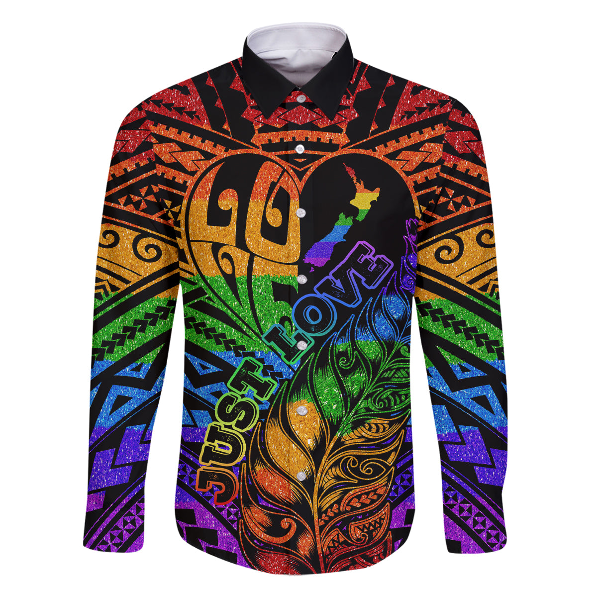 New Zealand LGBT Fern Heart Family Matching Off Shoulder Maxi Dress and Hawaiian Shirt Dont judge What You Dont Understand LT9 Dad's Shirt - Long Sleeve - Polynesian Pride