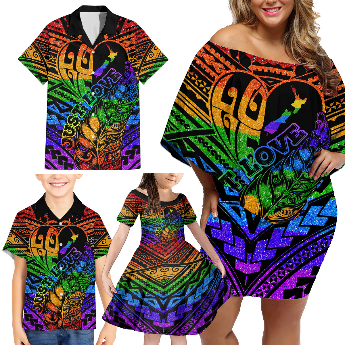 New Zealand LGBT Fern Heart Family Matching Off Shoulder Short Dress and Hawaiian Shirt Dont judge What You Dont Understand LT9 - Polynesian Pride