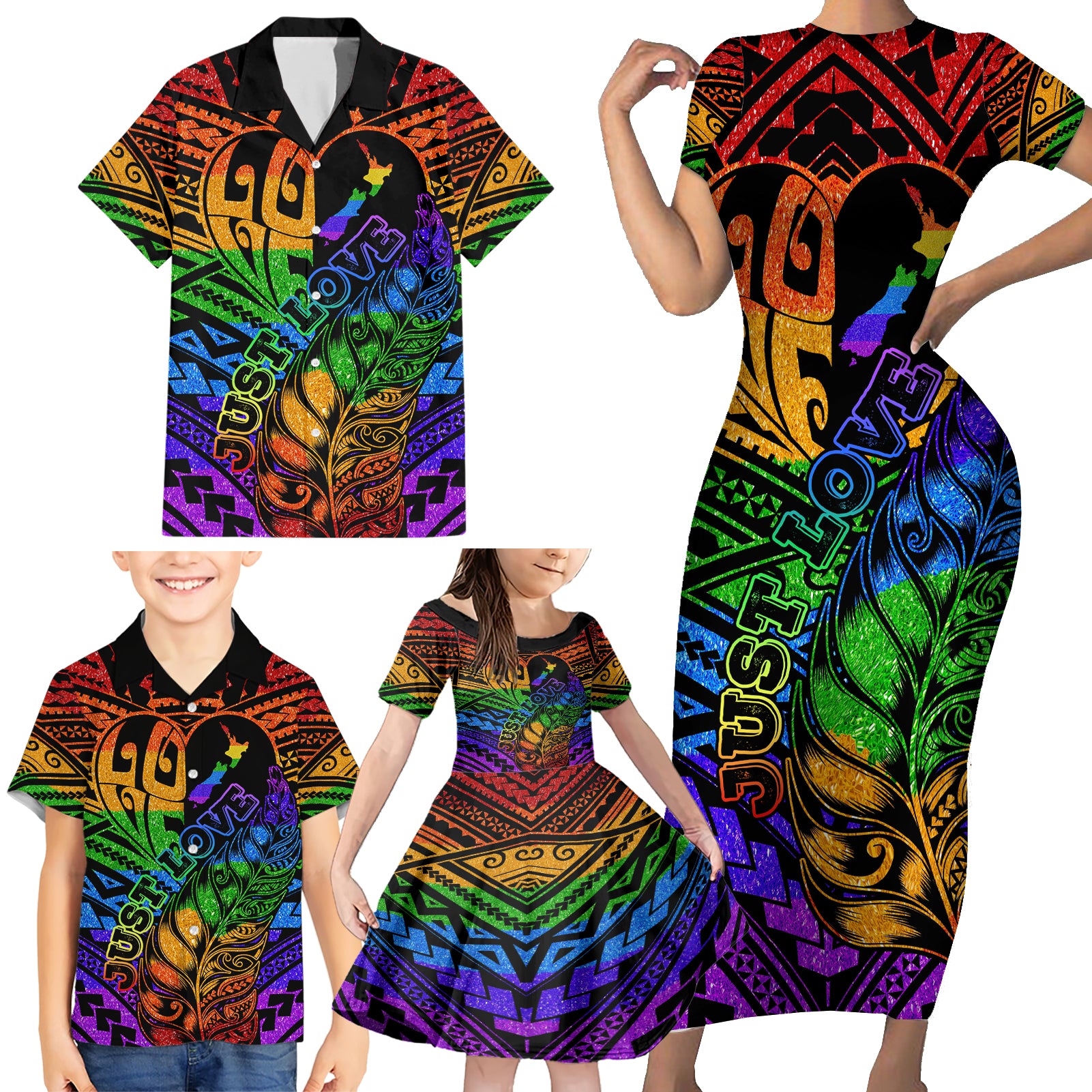 New Zealand LGBT Fern Heart Family Matching Short Sleeve Bodycon Dress and Hawaiian Shirt Dont judge What You Dont Understand LT9 - Polynesian Pride