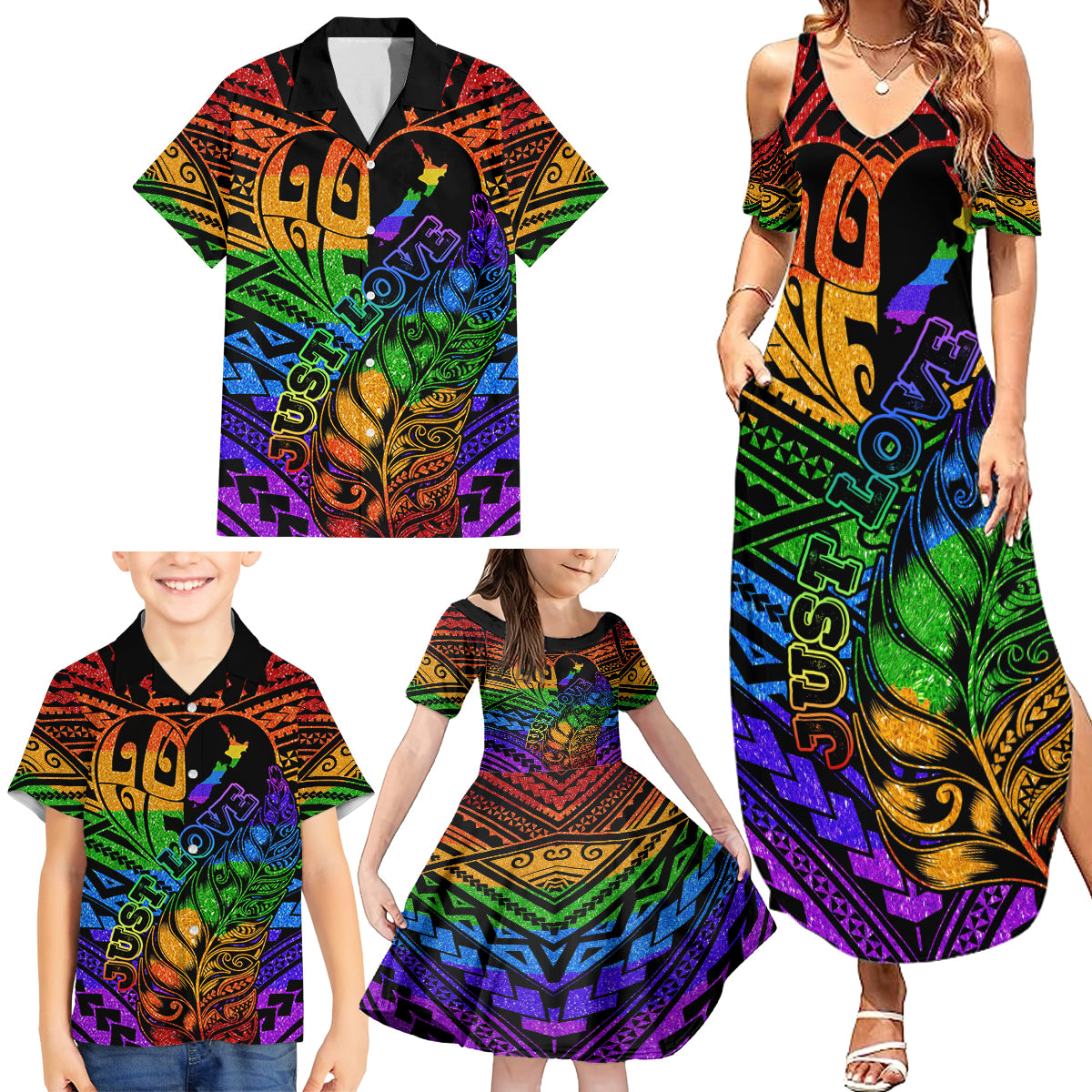 New Zealand LGBT Fern Heart Family Matching Summer Maxi Dress and Hawaiian Shirt Dont judge What You Dont Understand LT9 - Polynesian Pride