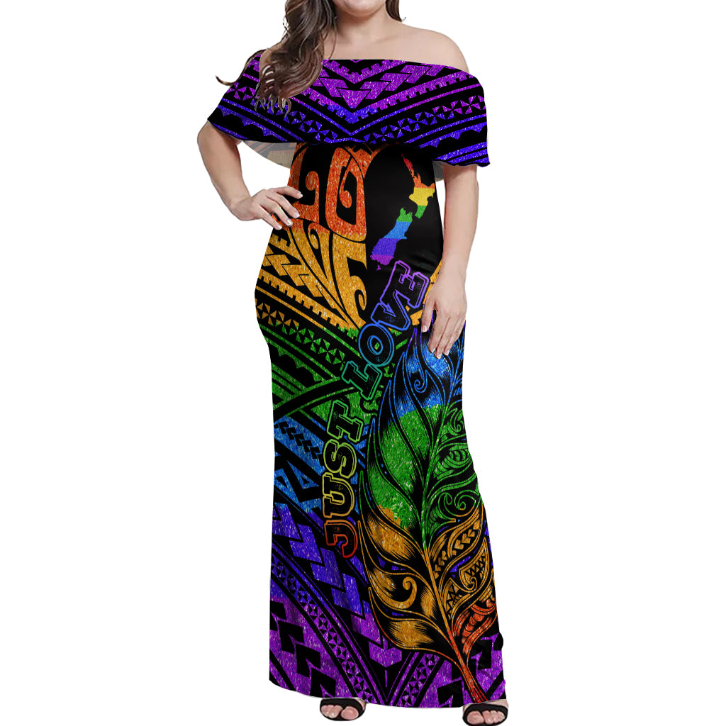 New Zealand LGBT Fern Heart Off Shoulder Maxi Dress Dont judge What You Dont Understand LT9 Women - Polynesian Pride
