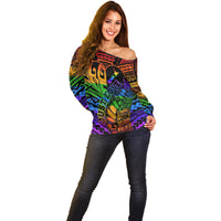New Zealand LGBT Fern Heart Off Shoulder Sweater Dont judge What You Dont Understand LT9 - Polynesian Pride