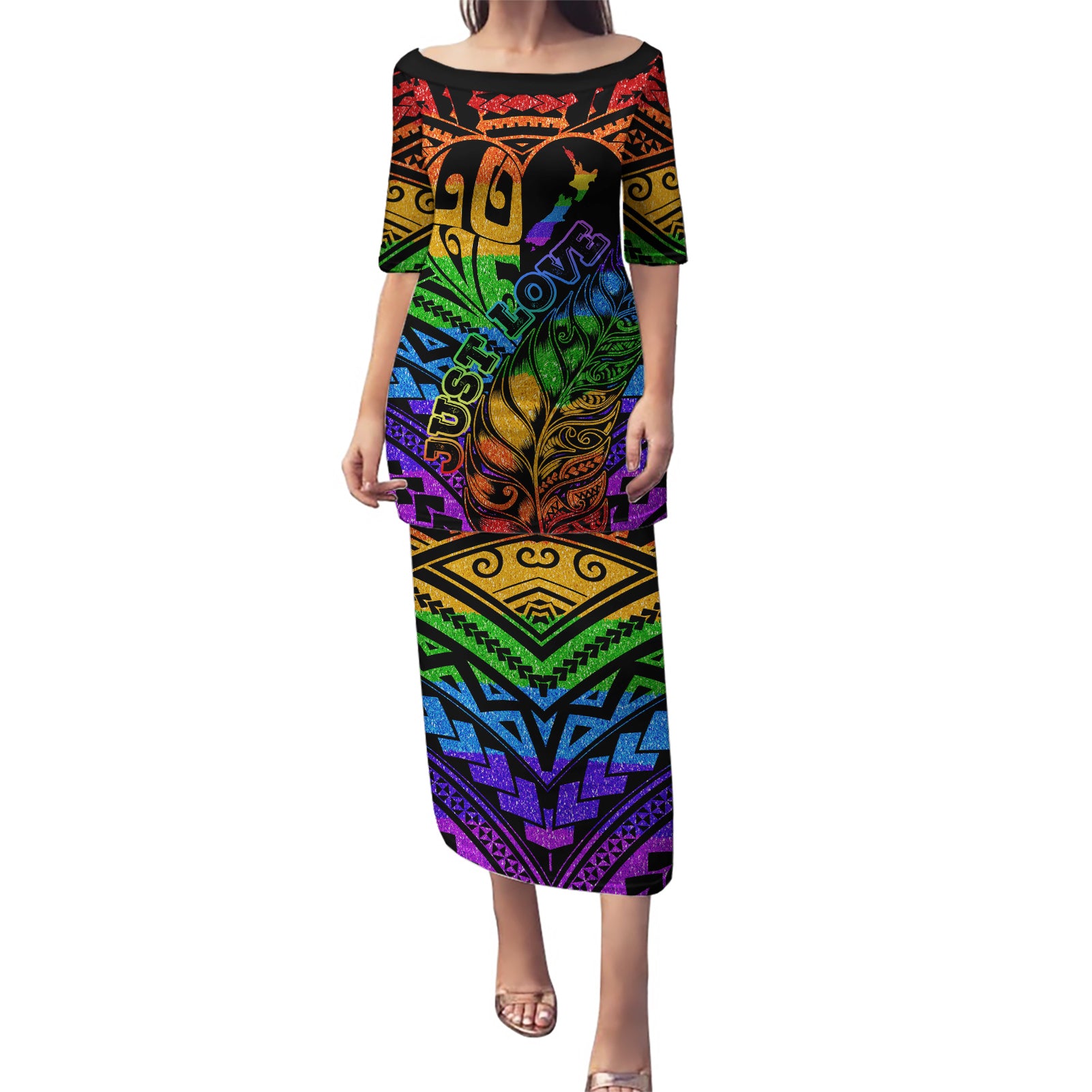 New Zealand LGBT Fern Heart Puletasi Dont judge What You Dont Understand LT9 Long Dress - Polynesian Pride