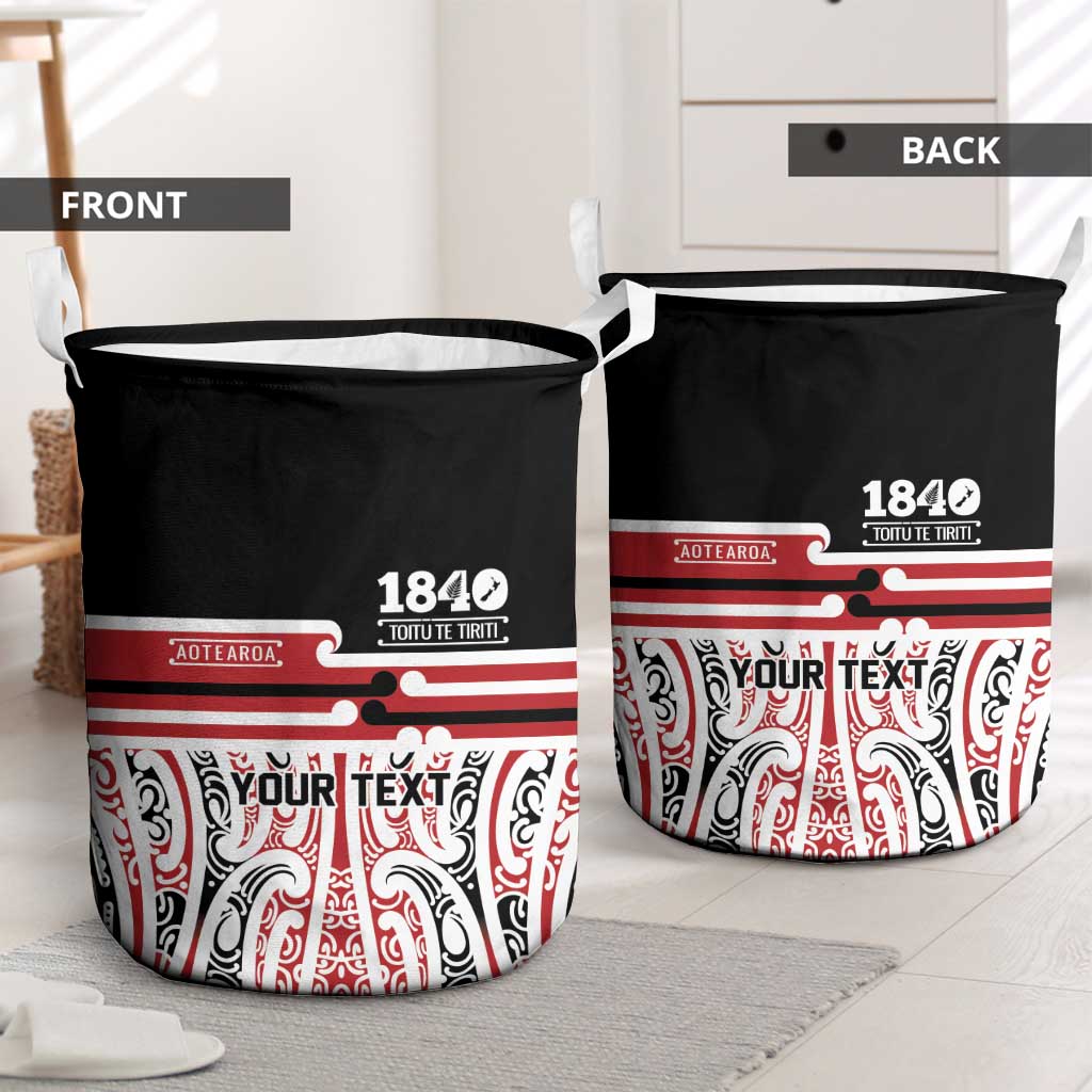 Personalised Toitu Te Tiriti Aotearoa 1840 Laundry Basket Red Kowhaiwhai Puhoro LT9 - Polynesian Pride