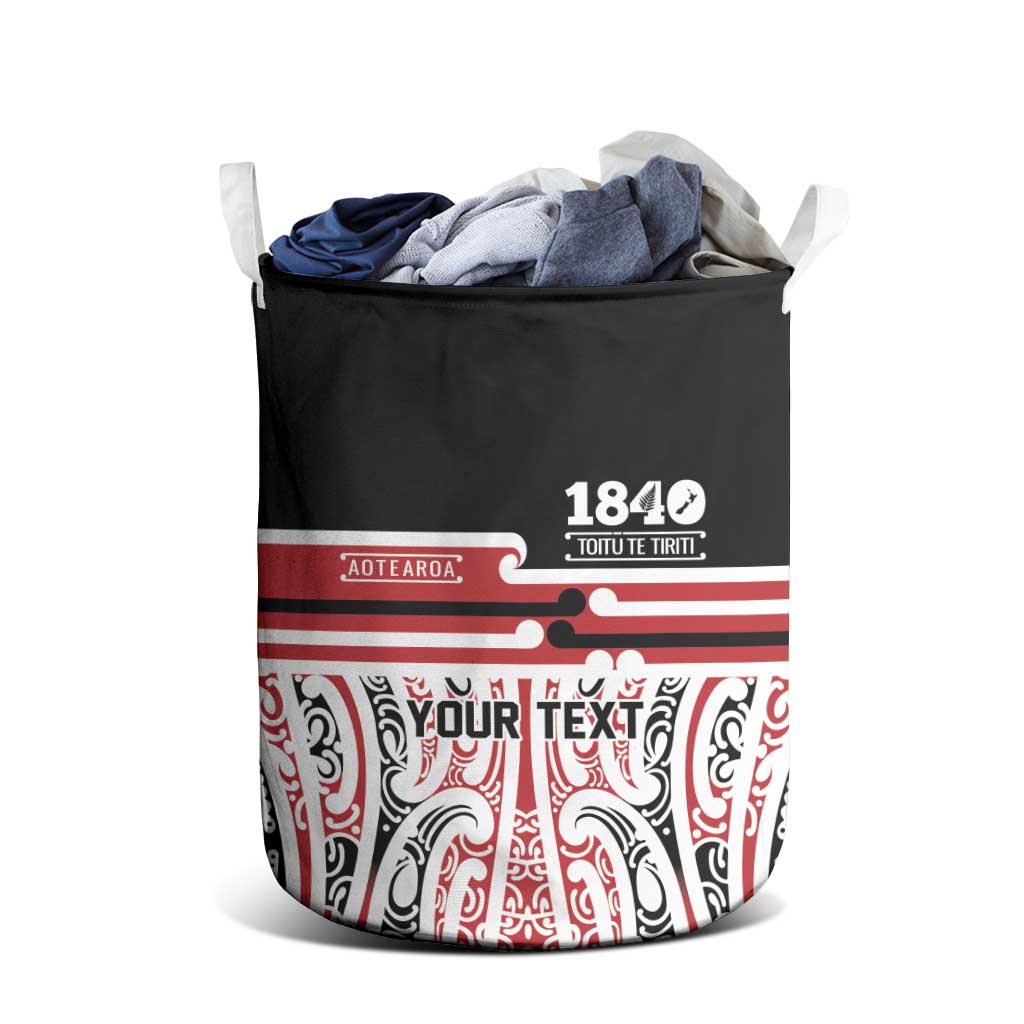 Personalised Toitu Te Tiriti Aotearoa 1840 Laundry Basket Red Kowhaiwhai Puhoro LT9 - Polynesian Pride