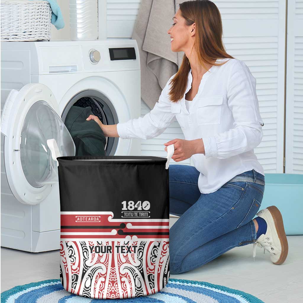 Personalised Toitu Te Tiriti Aotearoa 1840 Laundry Basket Red Kowhaiwhai Puhoro LT9 - Polynesian Pride