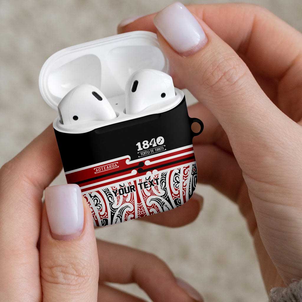 Personalised Toitu Te Tiriti Aotearoa 1840 AirPods Case Red Kowhaiwhai Puhoro LT9 - Polynesian Pride