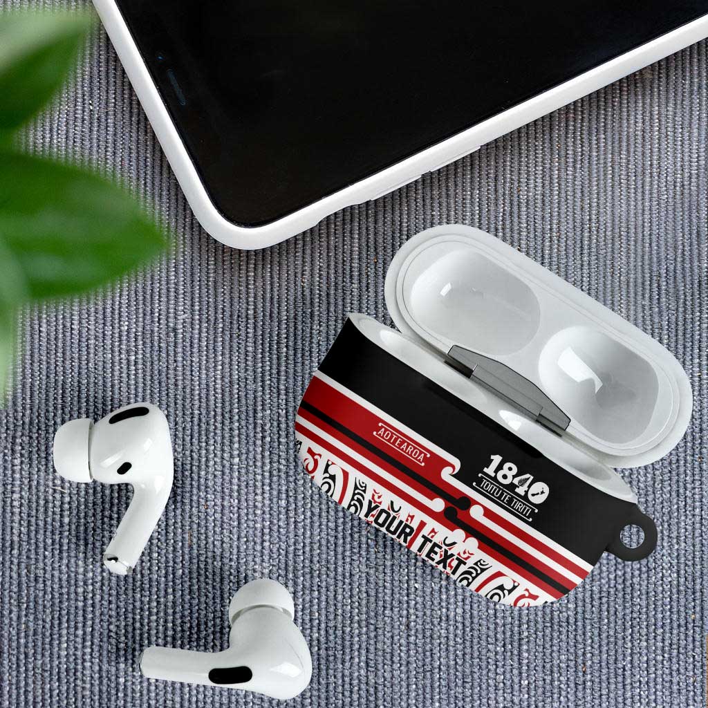 Personalised Toitu Te Tiriti Aotearoa 1840 AirPods Case Red Kowhaiwhai Puhoro LT9 - Polynesian Pride