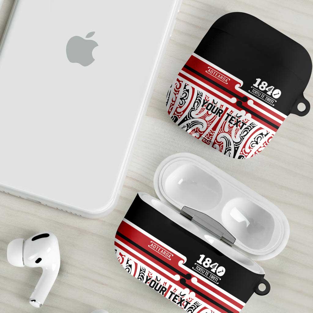 Personalised Toitu Te Tiriti Aotearoa 1840 AirPods Case Red Kowhaiwhai Puhoro LT9 - Polynesian Pride