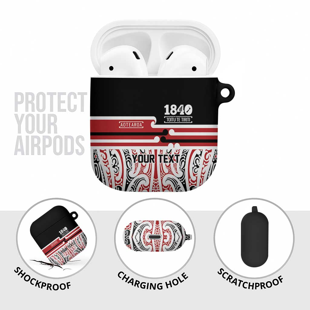 Personalised Toitu Te Tiriti Aotearoa 1840 AirPods Case Red Kowhaiwhai Puhoro LT9 - Polynesian Pride