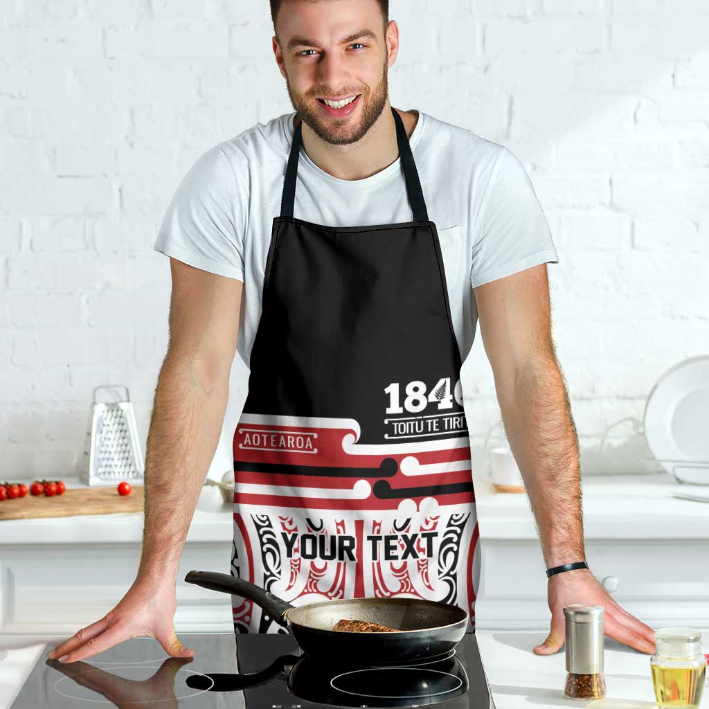 Personalised Toitu Te Tiriti Aotearoa 1840 Apron Red Kowhaiwhai Puhoro LT9 - Polynesian Pride