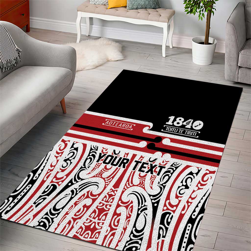 Personalised Toitu Te Tiriti Aotearoa 1840 Area Rug Red Kowhaiwhai Puhoro LT9 - Polynesian Pride