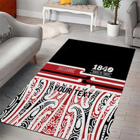 Personalised Toitu Te Tiriti Aotearoa 1840 Area Rug Red Kowhaiwhai Puhoro LT9 - Polynesian Pride
