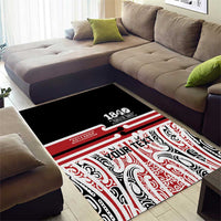 Personalised Toitu Te Tiriti Aotearoa 1840 Area Rug Red Kowhaiwhai Puhoro LT9 - Polynesian Pride