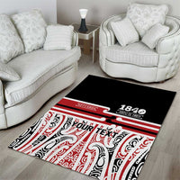 Personalised Toitu Te Tiriti Aotearoa 1840 Area Rug Red Kowhaiwhai Puhoro LT9 - Polynesian Pride