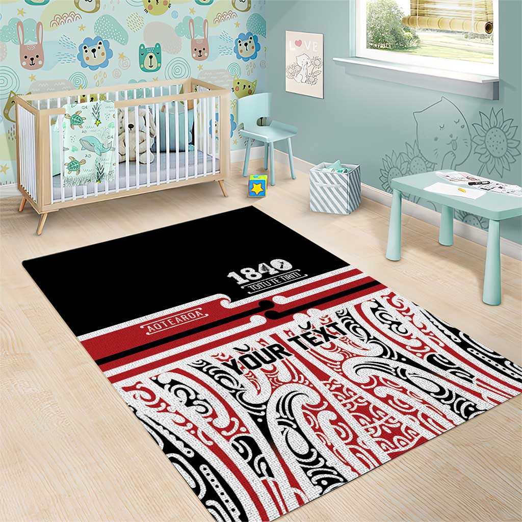 Personalised Toitu Te Tiriti Aotearoa 1840 Area Rug Red Kowhaiwhai Puhoro LT9 - Polynesian Pride