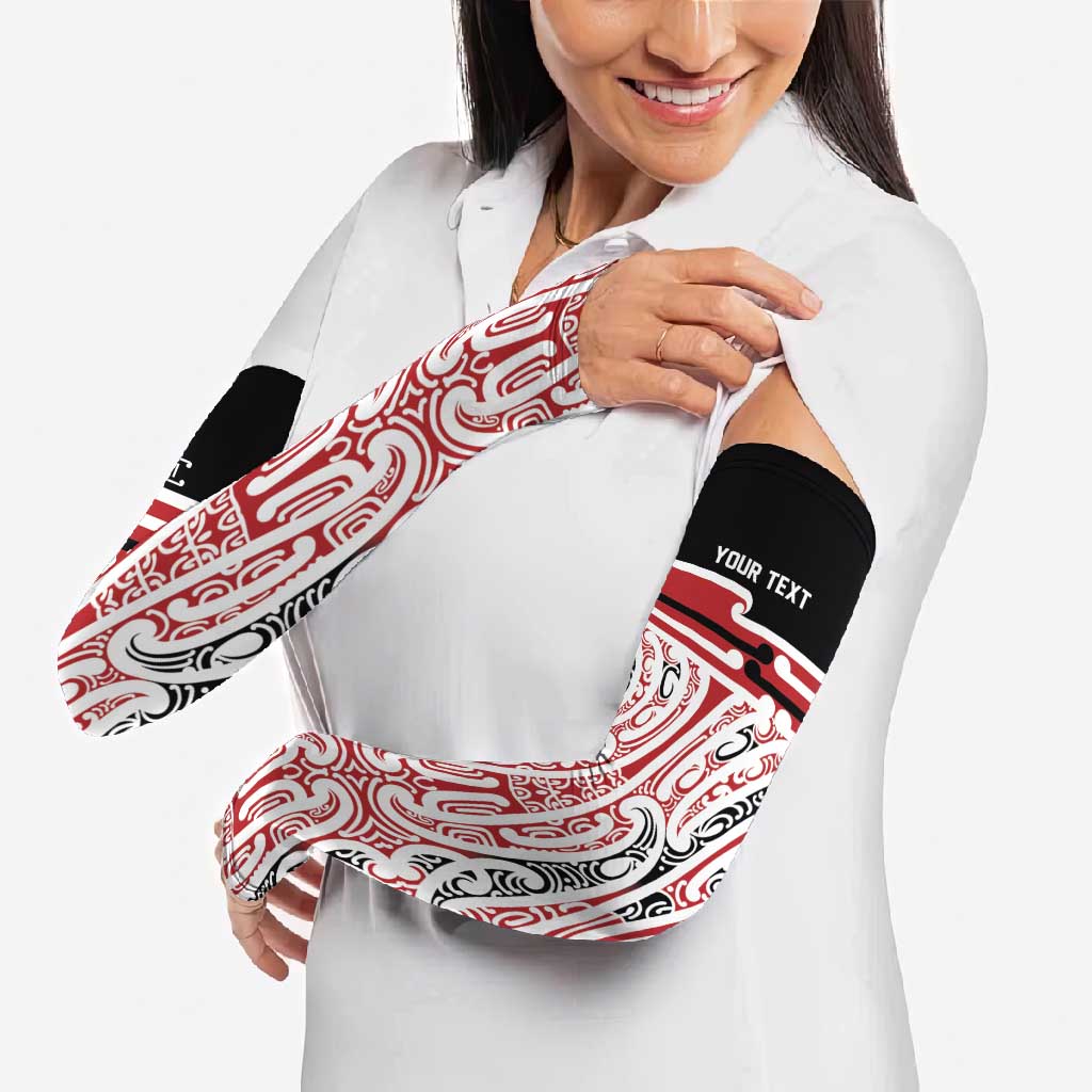 Personalised Toitu Te Tiriti Aotearoa 1840 Arm Sleeves Red Kowhaiwhai Puhoro LT9 - Polynesian Pride